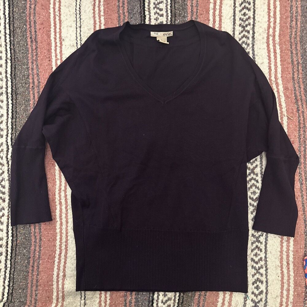 Evie Sweater Women's Top Blouse Shirt Large Deep Purple Quiet Luxury Capsule